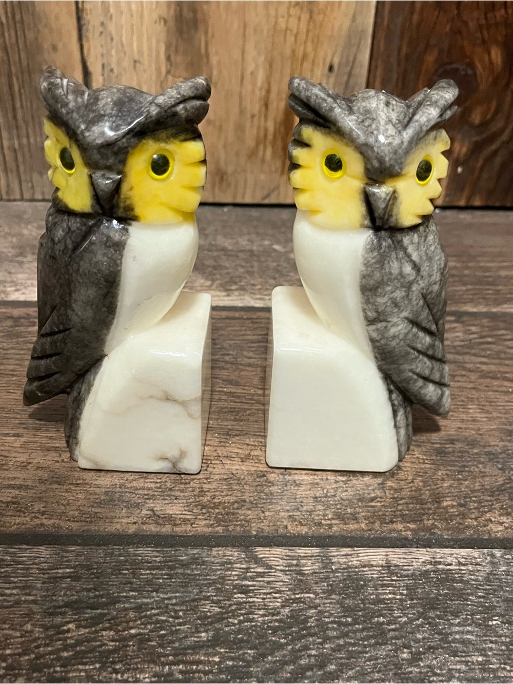 Yellow & Gray Owl Bookends - Decorative Home Accents